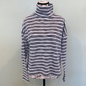 J. Crew Women’s Medium Black and White Striped Long Sleeve Mock Neck Top